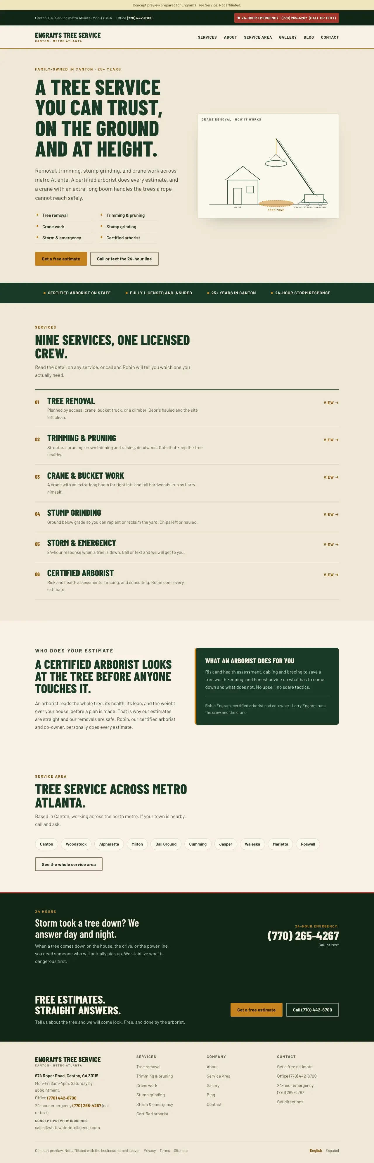The Drop Zone home page, built and live: a two-tier masthead with a red 24-hour block and a self-drawing crane diagram.